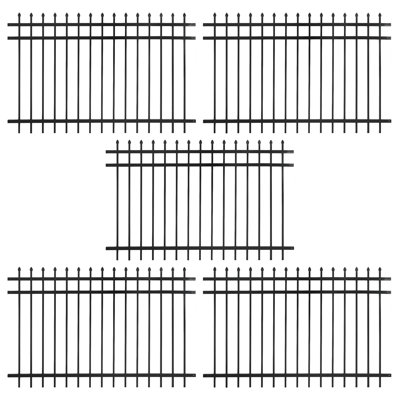 4FT H X 6FT W Heavy Duty Pinnacle Fence Barrier Panel, Anti-Rust Metal Fencing Panel, Pack of 5