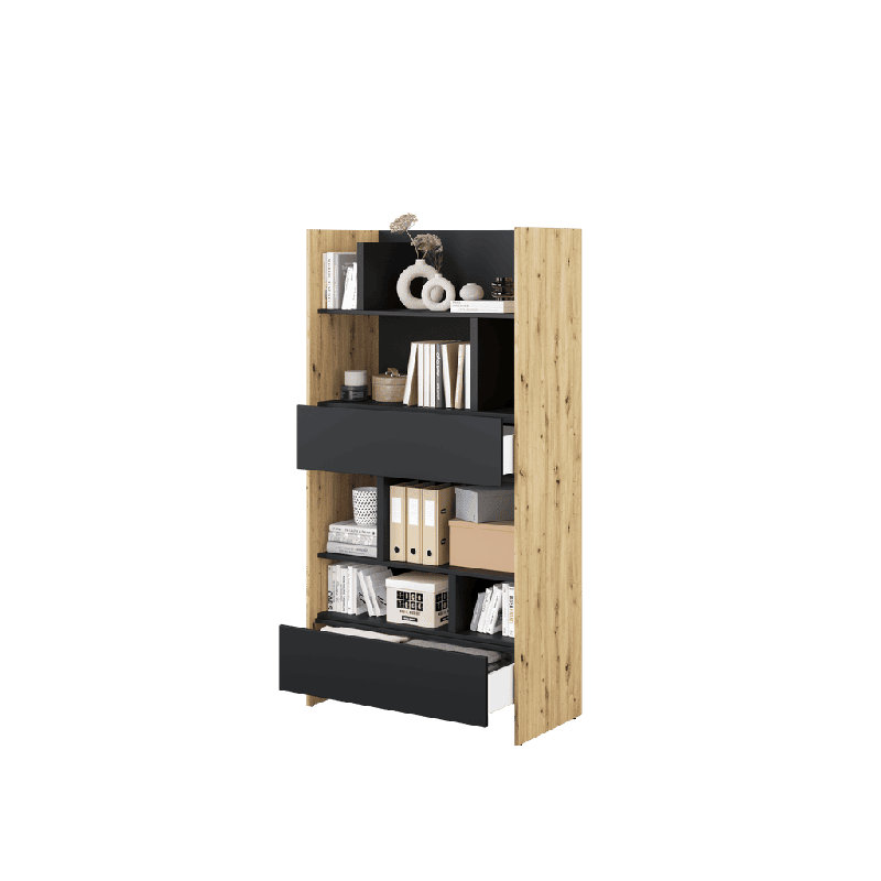 Babajide 92 cm W Standard Bookcase, 158cm H x 92cm W x 46cm D, Oak