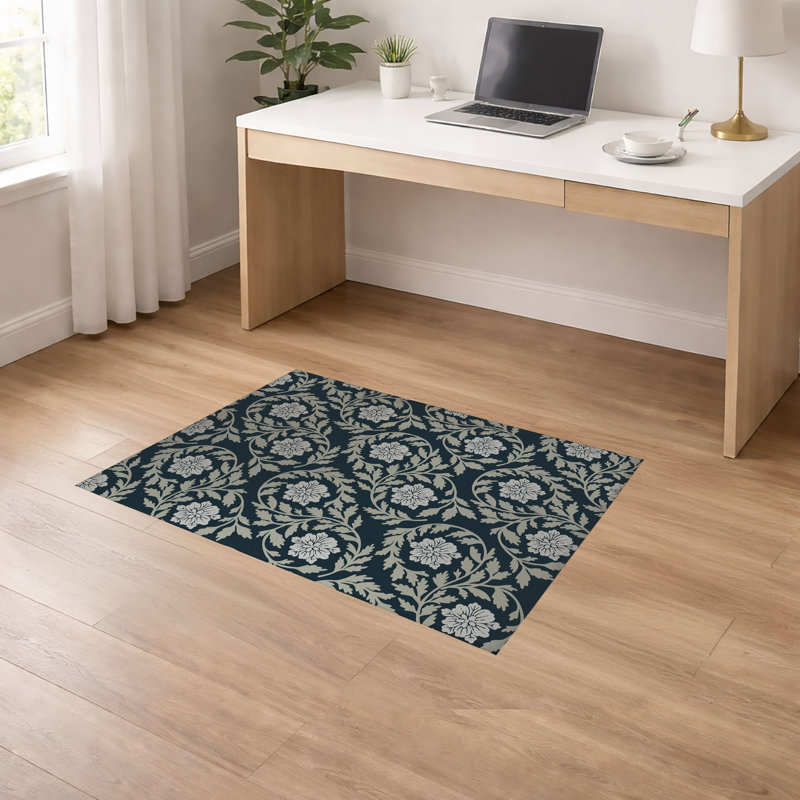 Tapis de bureau léger antidérapant Penelope, L 84 po x P 60 po, Marine