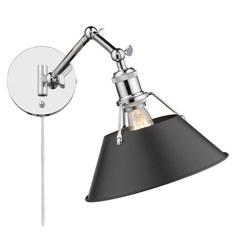 Orwell Chrome and Matte Black Adjustable Swing Arm Sconce