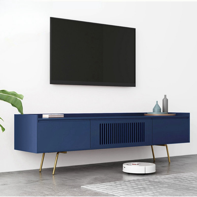 Simple Creative Rectangular TV Cabinet Unfinished TV Stand for TVs up to 75", Blue