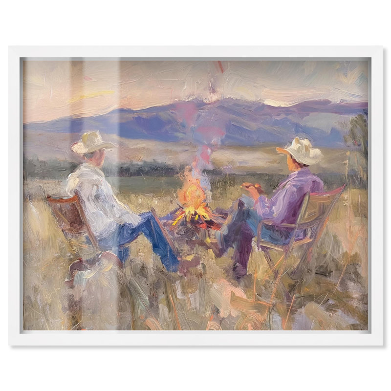 «High Plains Camp Shadowbox», art mural occidental par Art Remedy, H 25 po x l 31 po, Blanc