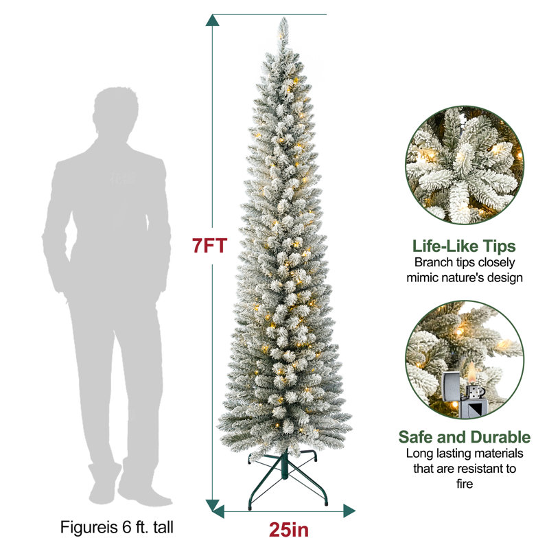Arbre de Noël pré-éclairé en velours texturé, H 7 pi