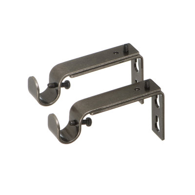  Adjustable Brackets for Curtain Rods - for 1/2 or 5/8 Inch Rods. Set of 2 - Pewter