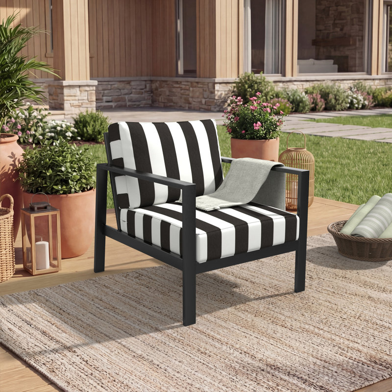Sunbrella® Outdoor Deep Seating Louge Chair Cushion, Cabana Classic Black, 23" W x 25" D