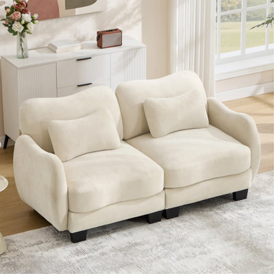 Canapé de soutien en chenille avec coussin de taille délicate, conception courbée, base et accoudoirs ergonomiques, coussin de soutien doux, assemblage facile pour le salon et la chambre à coucher
