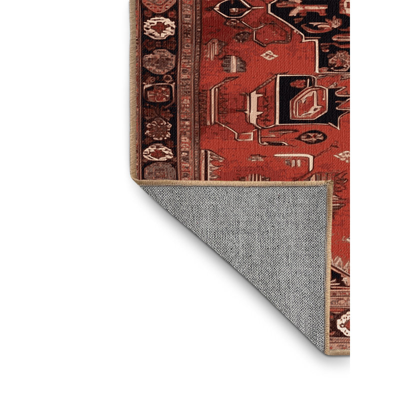 Tapis brun lavable à la machine, Rond 8 pi