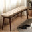 Brown - Toned Oak Dining Bench With Khaki Leather Cushion, High Wear , Multifunctional For Living Room Upholstered Filler, And Living, 17.72 In