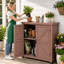Banc d'extérieur en bois de cèdre avec armoire de rangement et plateau en métal-1152396686