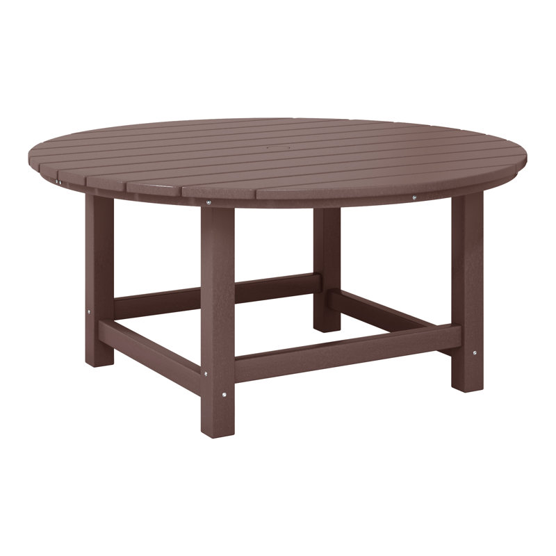 Laguna Outdoor Poly Adirondack 38" Round Coffee Table, Dark Brown