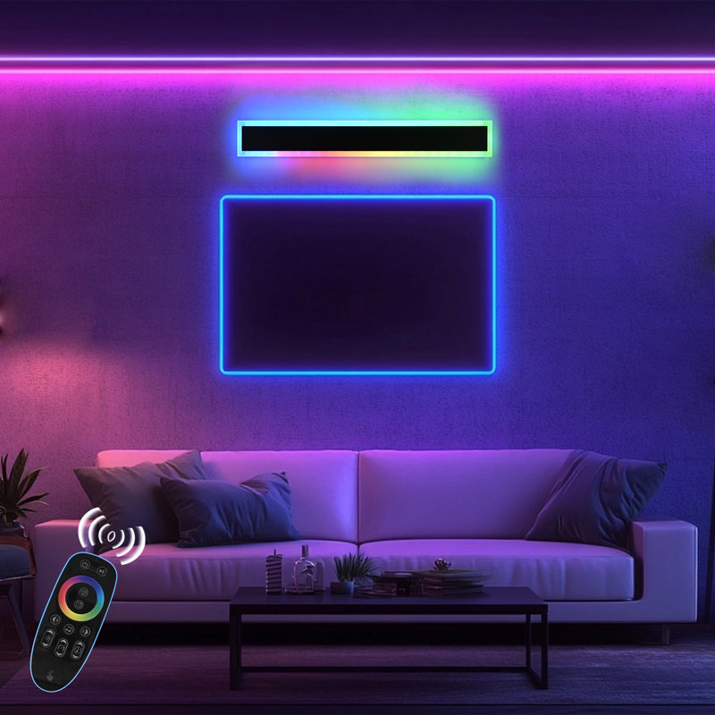 Outdoor RGB Long Wall Lights, 2 Pack RGB/Warm/White Dimmable Modern Led Wall Lighting, Ip65 Waterproof Long Wall Sconce For Outdoor/Indoor Party Gathering