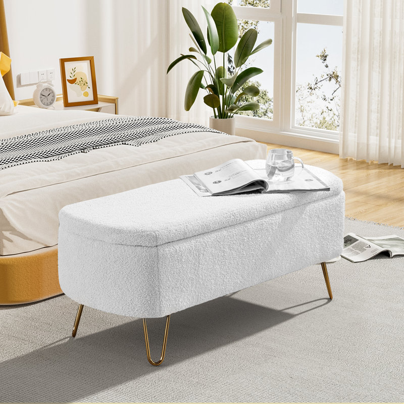 Banc de rangement avec repose-pieds Toleen , Blanc