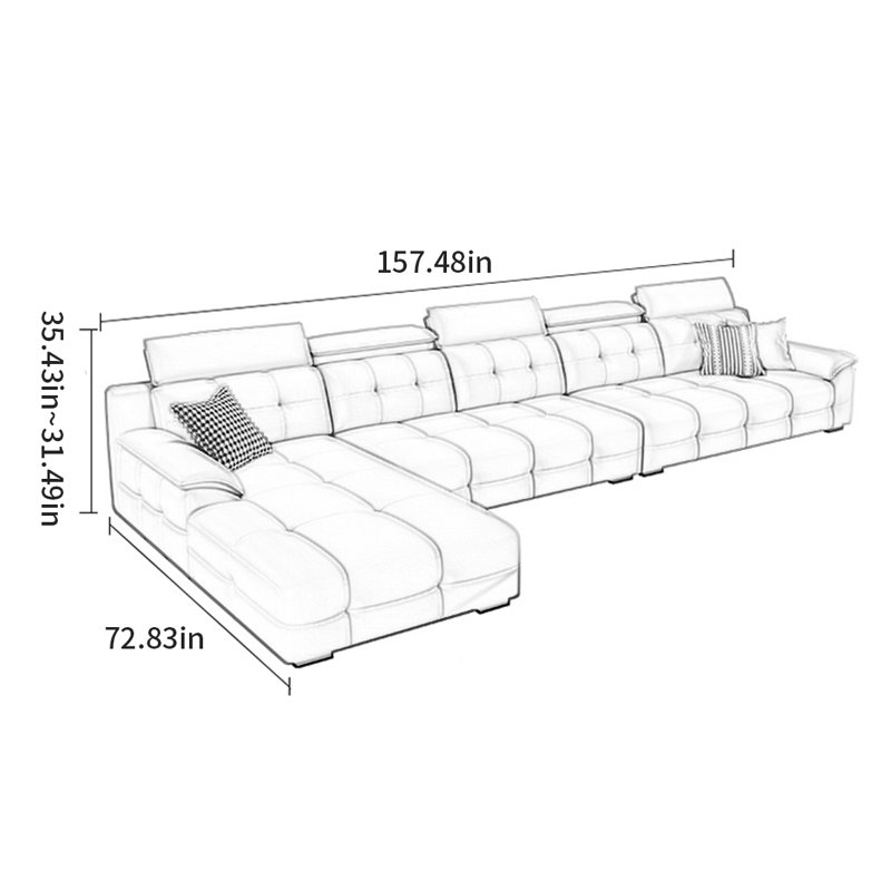 Canapé de luxe italien, 3, H 35,43 po x l 157,48 po x P 72,83 po