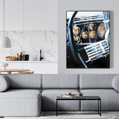 Vintage Car Interior - Contemporary Framed Canvas Art for Home