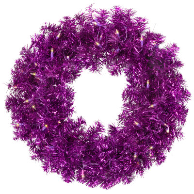 Couronne de Noël artificielle pré-éclairée avec guirlande de Noël - 24 po - lumières claires