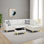 Ensemble de canapé modulaire en tissu brun foncé avec repose-pieds 3 pièces