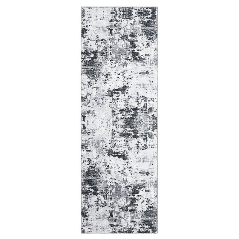 Washable Area Rug Modern Abstract Carpet with Non-Slip Backing, Stain-Resistant Low Pile Floor Rug, Easy Cleaning Foldable Indoor Mats for Bedroom, Living Room, Office