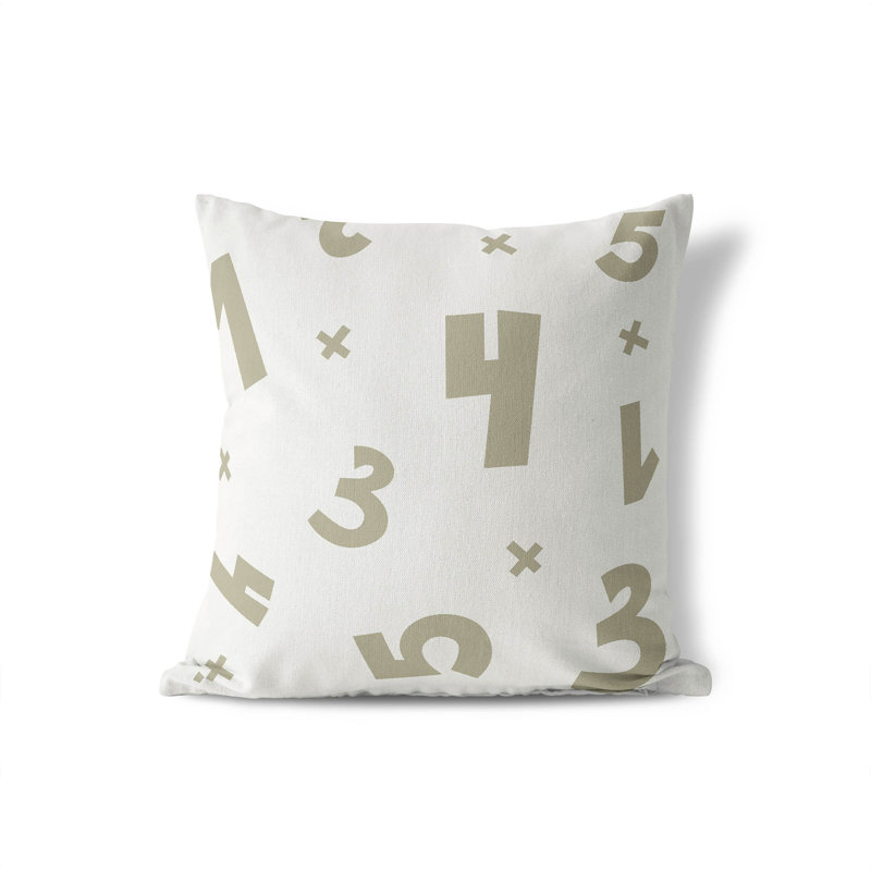 Coussin Numéros, H 16 po x l 16 po, Neutre / Beige