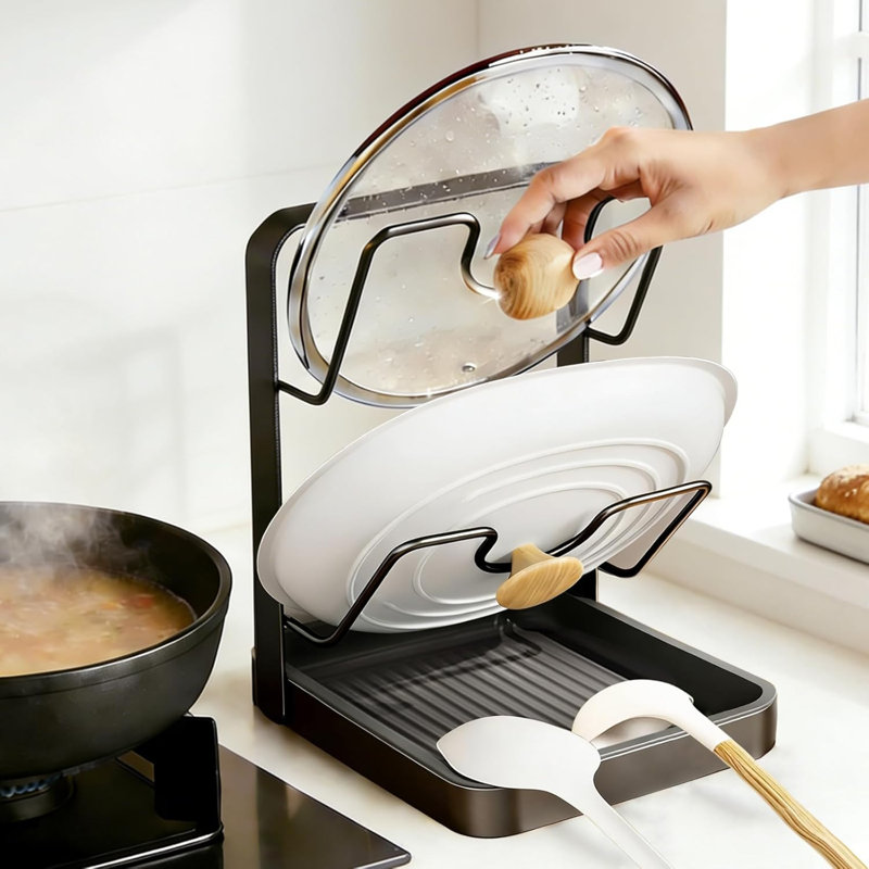 Porte-couvercles à 2 niveaux avec ramasse-gouttes amovible pendant la cuisson