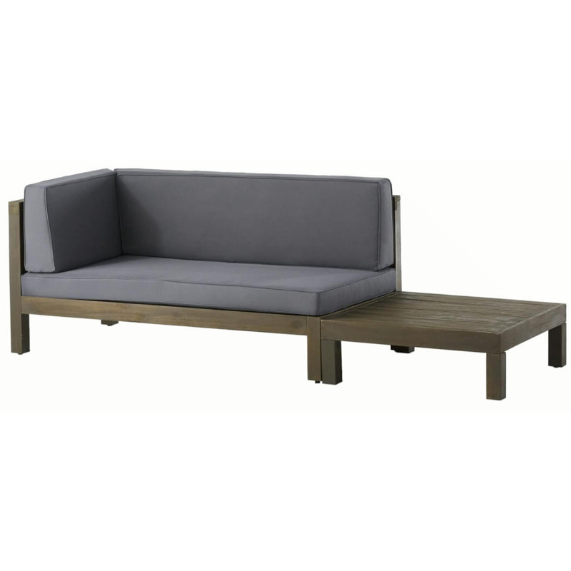 Banc d'extérieur en bois d'acacia Jerilou, Gris foncé, Gris foncé