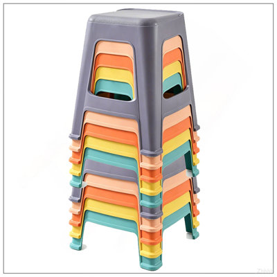 Paquet de 10 tabourets de classe empilables, tabouret gigogne en plastique coloré de 18,8 po de hauteur, chaises portatives sans dossier, siège flexible pour la maternelle, la salle de classe, l'école primaire, l'école intermédiaire, le bureau, la maison