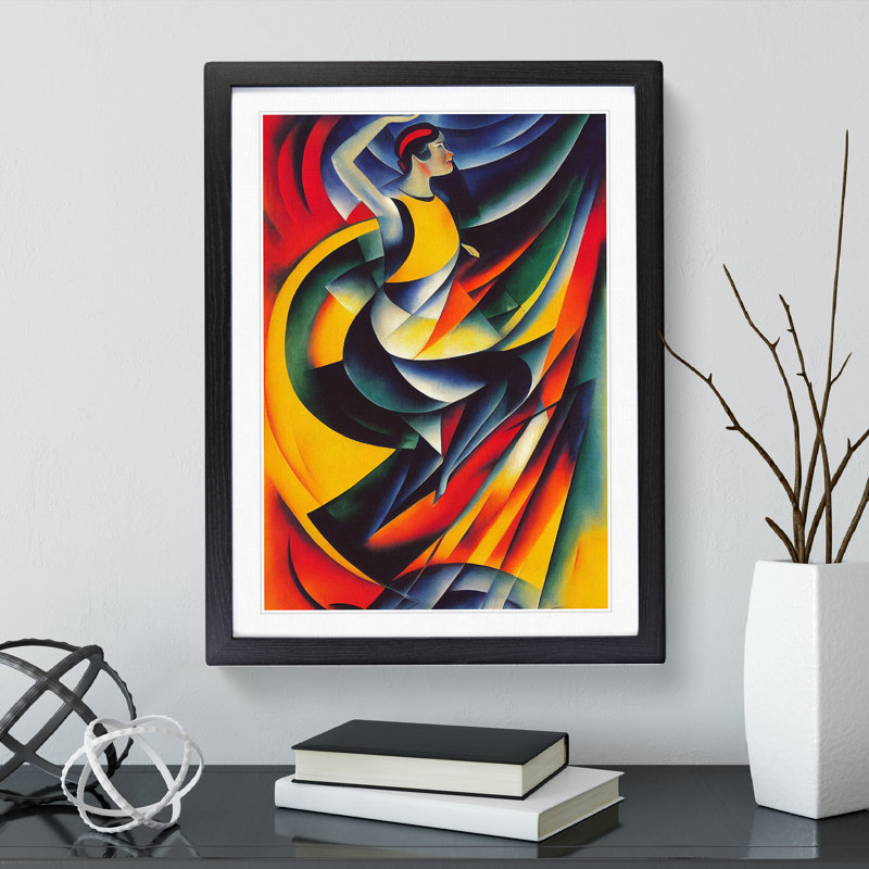 XV1022-2584X Lively Woman Abstract Art - Single Picture Frame Painting, Black, 64cm H x 46cm W x 2cm D