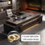 Bureau en bois massif brun en forme de L 94,49 po-129574259