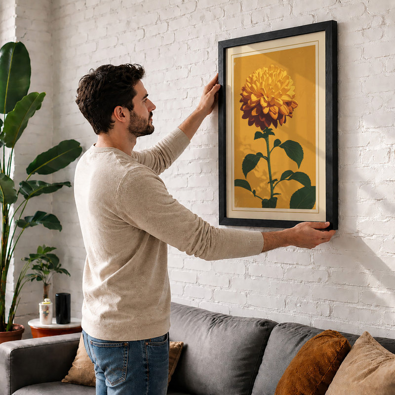 Golden Chrysanthemum Botanical - Print, Black, A4 - 29.7 x 21.0 cm
