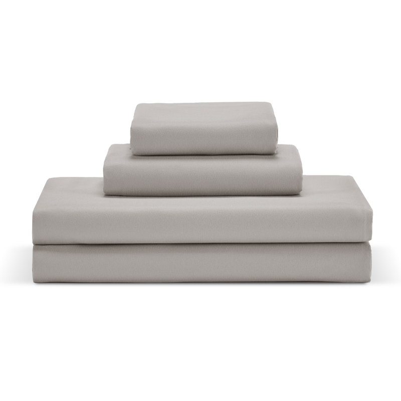 Microfiber Twill Sheet Set, Full/Double Sheet Set with Fitted Sheet, Gray