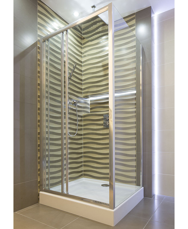 Bridgeway 1200mm W x 1850mm H Single Added Semi-Frameless Shower Door with Clear Glass