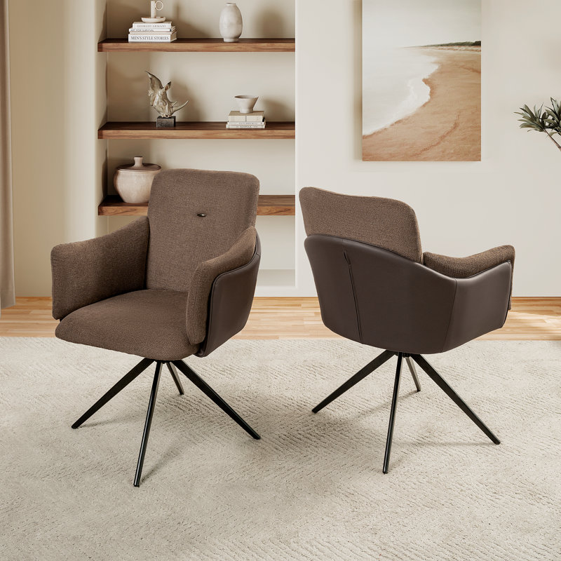 Chaises de bureau pivotantes à 360 ° Lateasa, Brun foncé