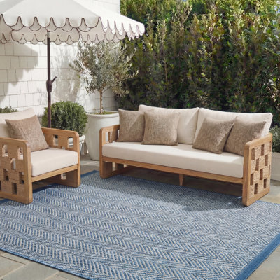 Aevry Navy/Grey Area Indoor/Outdoor Area Rug