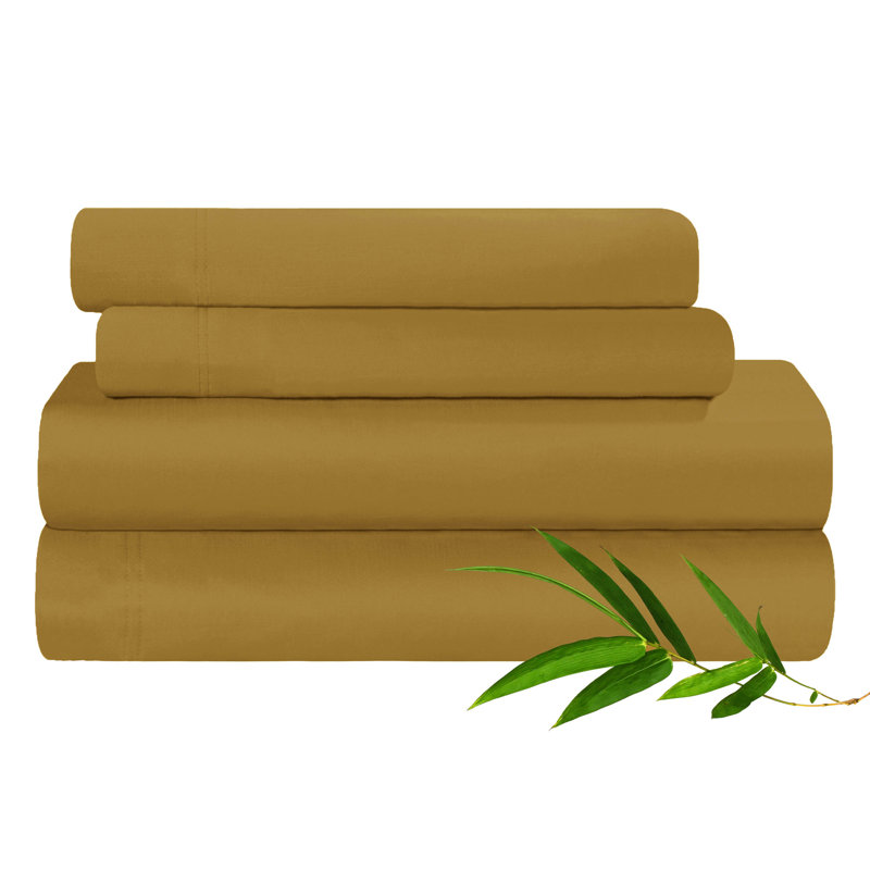 Gold Twin Organic Cotton Bamboo Deep Pocket Sheet Set