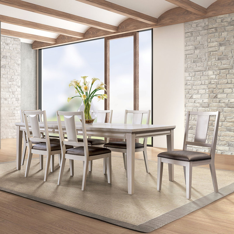 Modern 6 - Person Solid Wood Dining Table Set, White Oak