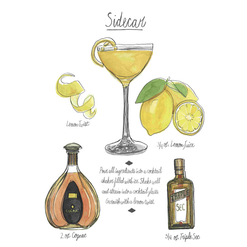 Cocktail classique - Sidecar, H 12 po x l 8 po