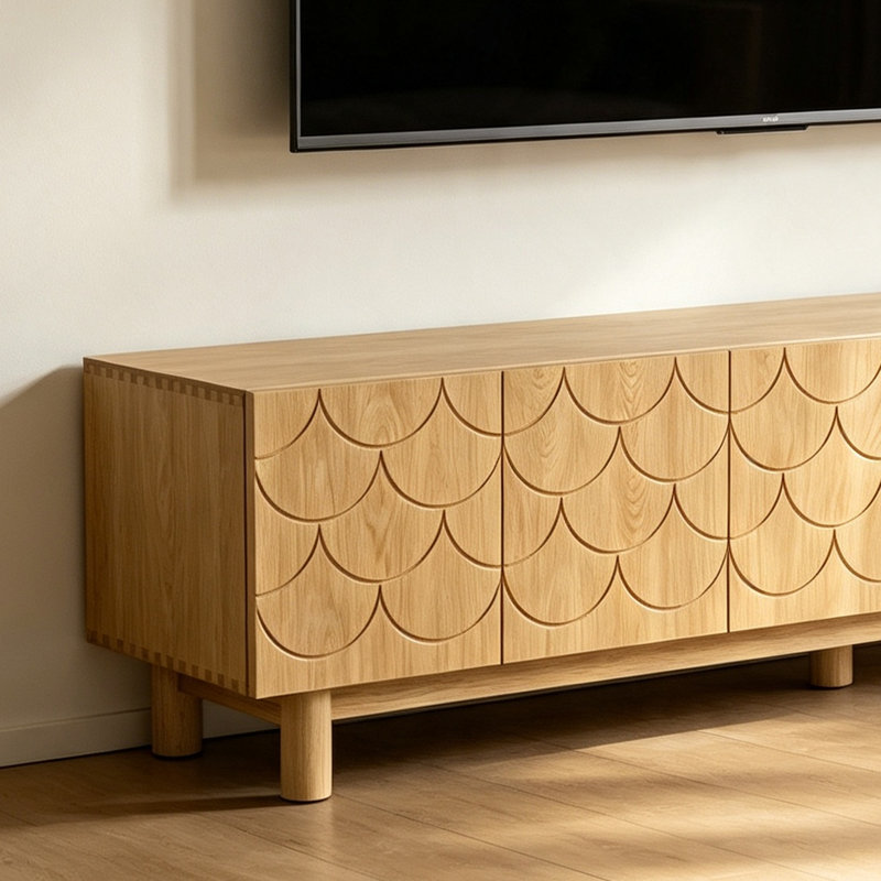 Armoire de rangement en bois massif Minimalist, H 23,62 po x l 62,99 po x P 16,92 po, Bois naturel