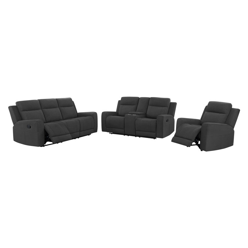 Ensemble de canapé inclinable 3 pièces, Gris anthracite
