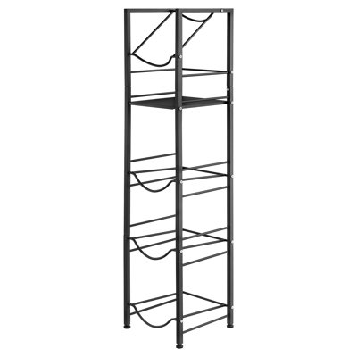 Porte-bidon à eau, porte-bidon à 5 niveaux de 3 et 5 gallons pour 4 bouteilles, support à cruche robuste avec tablette de rangement, pieds réglables et poignée, pour la cuisine, le bureau, le salon, noir