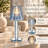 Lya 12" Crystal Glass Candle Lamp with Glass Shade, Decorative Tealight & Votive Holder, Blue-672414588
