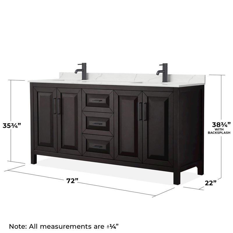 Daria 72'' W Vanity, Brown, Matte Black, Giotto Quartz