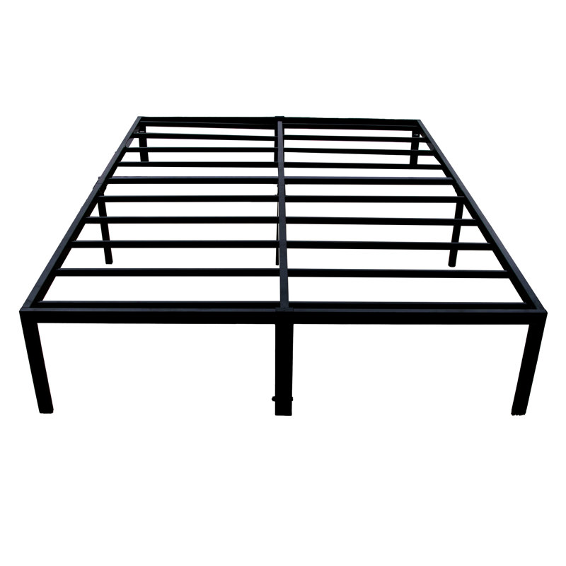 Sommier King avec cadre en acier noir robuste, rangement sous le lit, capacité de 907 kg (2000 lb), bords lisses et simples, cadre en acier, capacité de charge, facile à nettoyer