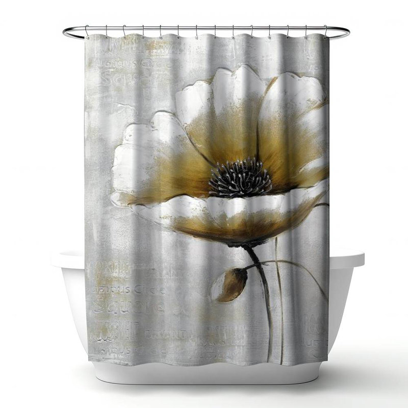 Floral – Polyester Shower Curtain, Dye Sublimation Print, 71" W × 74" L