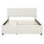 Queen Size Upholstered Platform Bed With Brick Pattern Headboard And Twin Xl Size Trundle