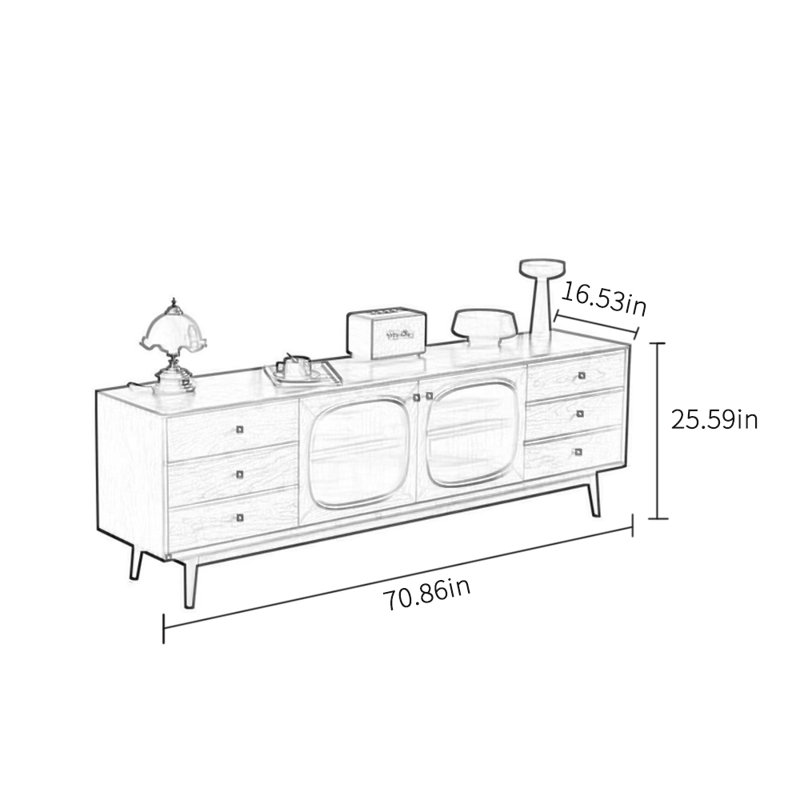 Meuble télé style rétro en bois massif, 70.86"