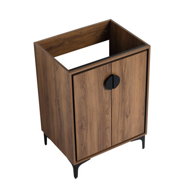 Meuble-lavabo 24 po sans lavabo supérieur, unité de rangement moderne avec 2 portes. Bois d'ingénierie facile à préserver. American Design, brun, 23,82 po X 18,26 po Armoire 34,02 po, portes à fermeture douce