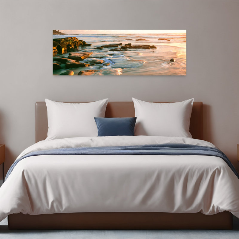 Rock Formations At Windansea Beach La Jolla San Diego California USA by Leo L. Larson - Wrapped Canvas Panoramic Print
