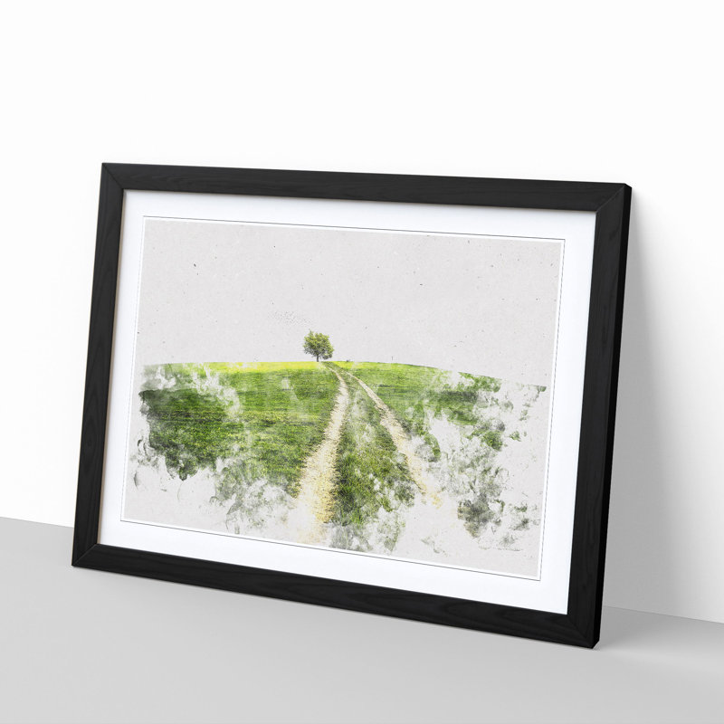 Path to a Lone Tree - Framed Print, Black Framed, 33cm H x 45cm W x 2cm D