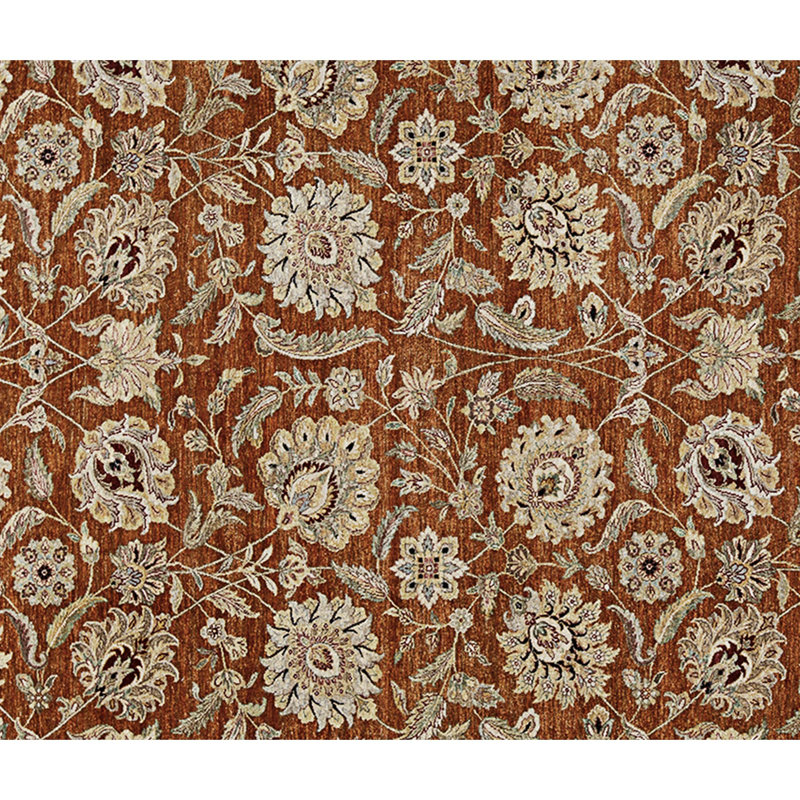 Tapis rouille et ivoire noué à la main de haute qualité
