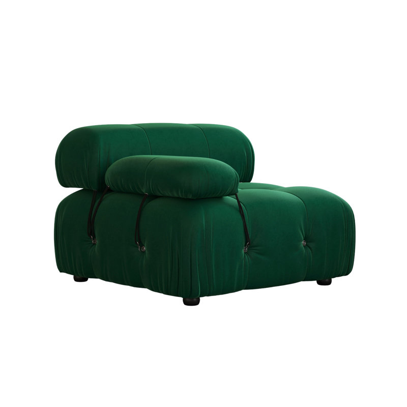 Upholstered Modern Velvet Fabric Single One-Armed Chair, Green