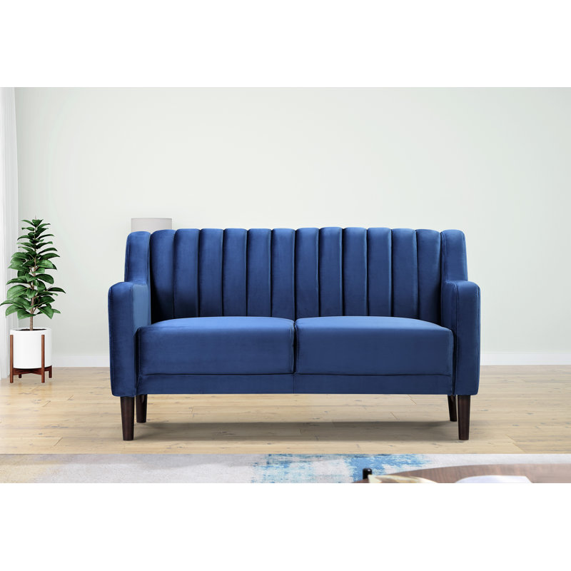 Holtzclaw 57.5'' Velvet Loveseat, Dark Blue